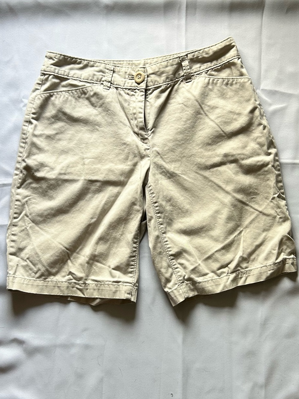 LOFT Khaki Flat-Front Shorts